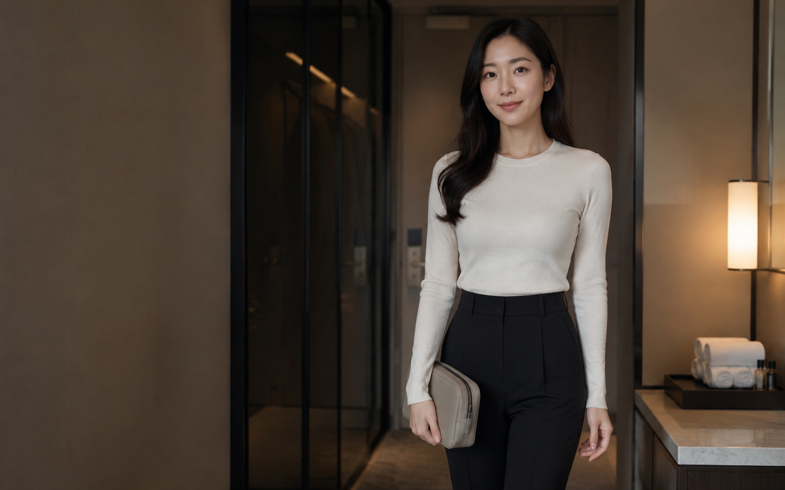 서울 광진구 방문 홈케어를 안내하는 젊은 성인 한국 여성 관리사